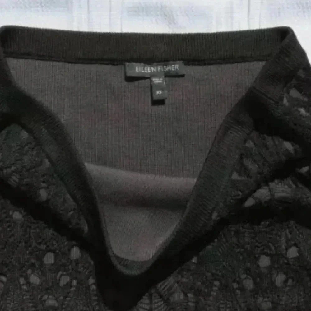 EILEEN FISHER Black Gray Knit Crochet Lace Overlay Straight Pencil Skirt Size XS - Picture 6 of 9